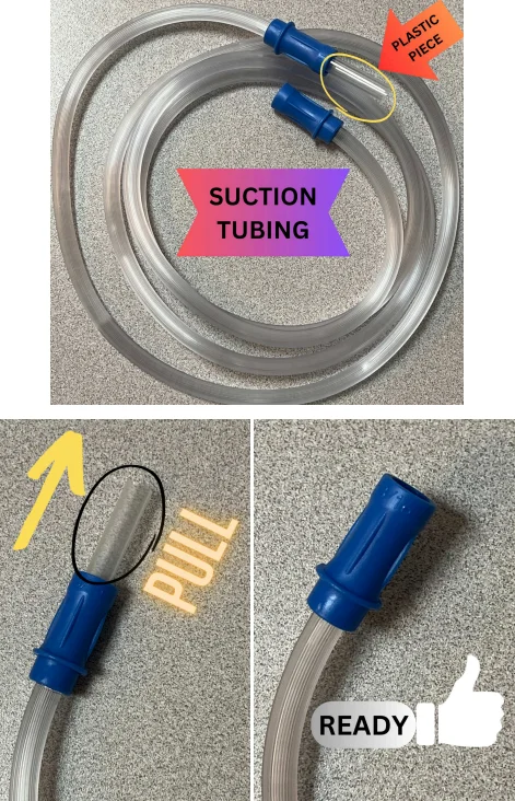 Removing plastic piece from the suction tubing.